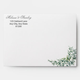 Dusty Green Watercolor Eucalyptus Foliage Wedding Envelope