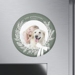 Dusty Green & White Simple Christmas Wreath Photo  Magnet<br><div class="desc">Holiday photo magnet with a simple Christmas wreath. For more advanced customization of this design,  please click the DESIGN TOOL BUTTON above!</div>