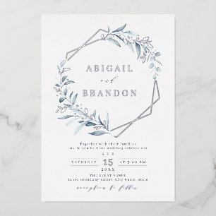 Dusty Greenery Silver Geometric Rustic Wedding