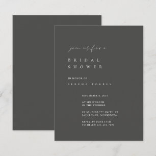 Dusty Grey Minimalist Bridal Shower Invitation