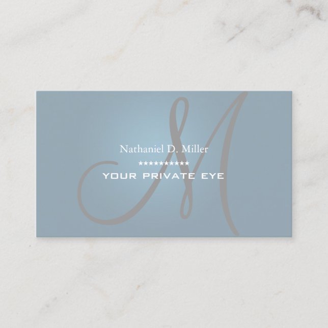 Dusty Grey Monogram Business Card (Front)