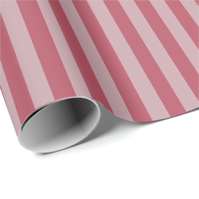 Dusty Grey Pink & Dark Pink Stripes Wrapping Paper (Roll Corner)