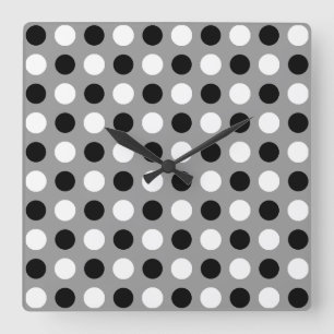 Dusty Grey Polka Dots Square Wall Clock