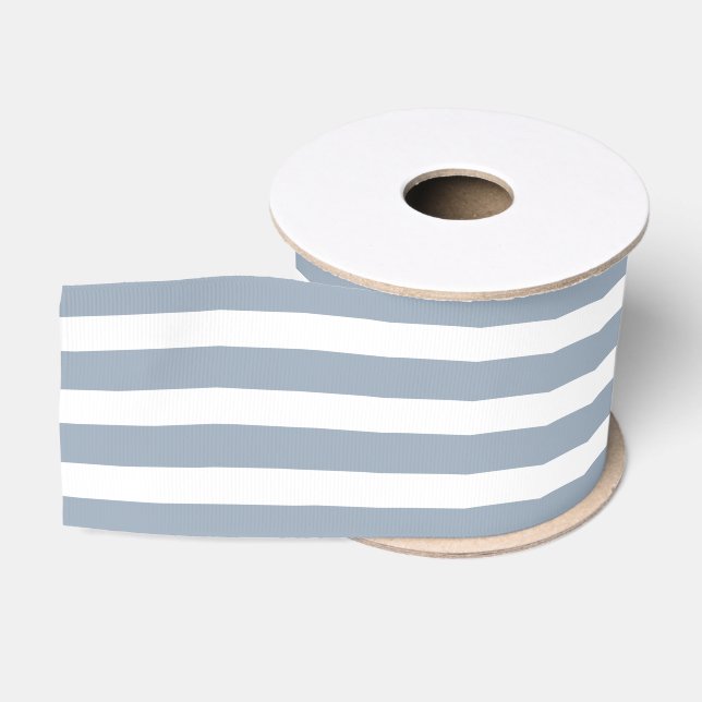 Dusty Grey White Striped Colour 9BAABA Grosgrain Ribbon (Spool)
