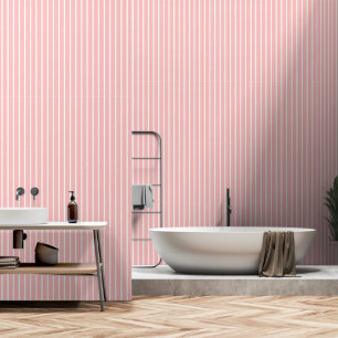 Dusty Indian Pink Two Inch Wide Butcher Stripe Wallpaper