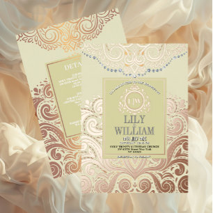 Dusty Ivory RoseGold Classic Monogram Boho Wedding