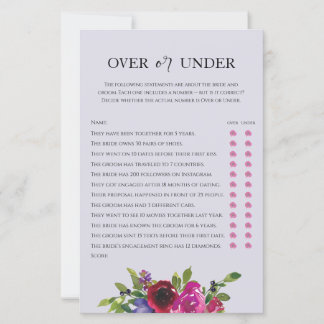 Dusty Lavender Floral Bridal Over or Under Game