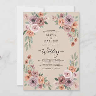 Dusty Lavender Floral Flourish Wedding Invitation