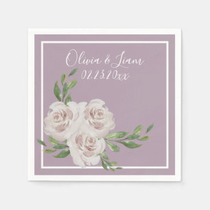 Dusty Lavender Floral Romantic Modern Script Napkin