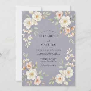 Dusty Lavender Floral Whimsy Wedding Invitation