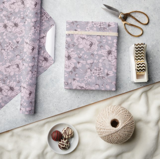 Dusty Lavender Floral Wrapping Paper (Crafts)