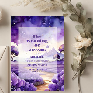 Dusty Lavender Foliage Modern Wedding Invitation