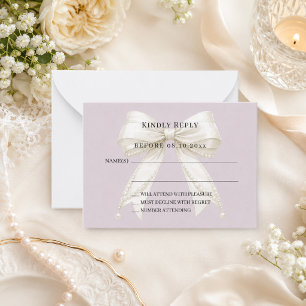 Dusty lavender ivory bow response RSVP Card