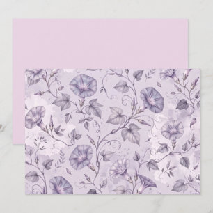 Dusty Lavender Morning Glories Elegant Floral  Thank You Card