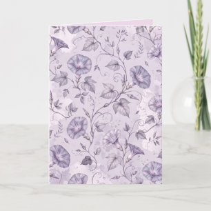 Dusty Lavender Morning Glories Elegant Floral  Thank You Card