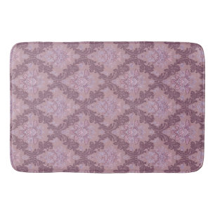 Dusty Lavender Rose Mauve Lilac Elegant Damask Bath Mat