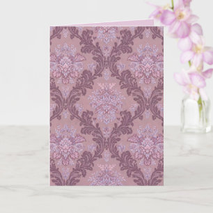 Dusty Lavender Rose Mauve Lilac Elegant Damask  Card