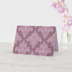 Dusty Lavender Rose Mauve Lilac Elegant Damask  Card