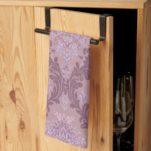 Dusty Lavender Rose Mauve Lilac Elegant Damask Kitchen Towel