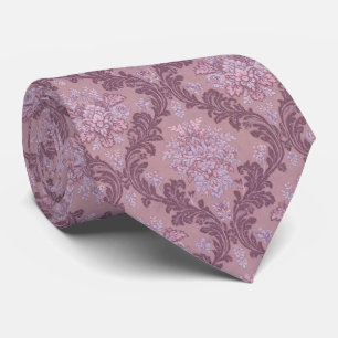 Dusty Lavender Rose Mauve Lilac Elegant Damask Tie