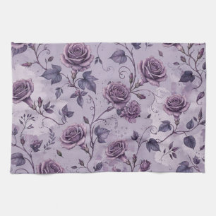 Dusty Lavender Rose Moody Dreamy Hues Floral Kitchen Towel