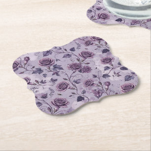 Dusty Lavender Rose Moody Dreamy Hues Floral  Paper Coaster