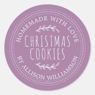 Dusty Lavender Rustic Homemade Christmas Cookies Classic Round Sticker