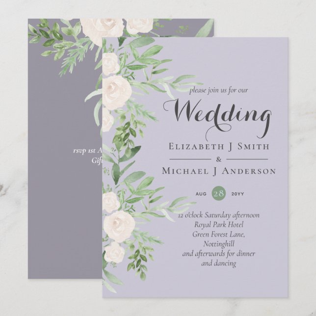 Dusty Lavender Sage Floral Wedding BUDGET (Front/Back)