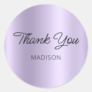 Dusty Lavender Shimmer Ombre Thank You Classic Round Sticker