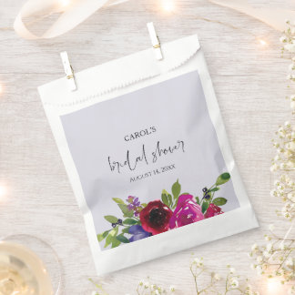 Dusty Lavender Watercolor Floral Bridal Shower Favour Bag