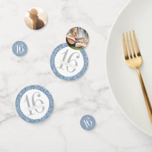 Dusty Light Blue Glitter Personalized Big Table Confetti
