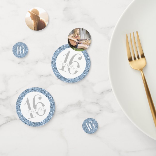 Dusty Light Blue Glitter Personalized Big Table Confetti (Group)