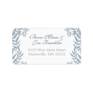 Dusty Light Blue Wedding Vintage Botanical Address Label