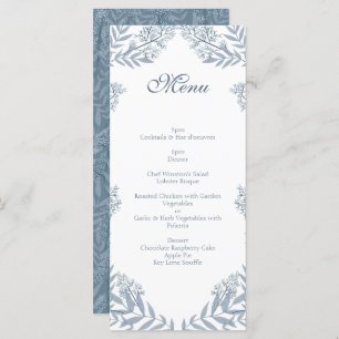 Dusty Light Blue Wedding Vintage Botanical Menu