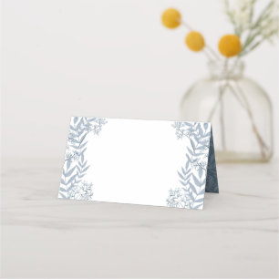 Dusty Light Blue Wedding Vintage Botanical Place Card