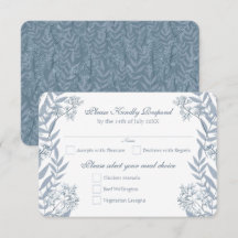Dusty Light Blue Wedding Vintage Botanical RSVP