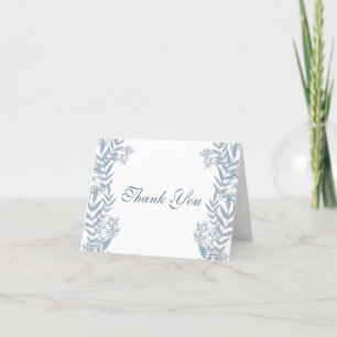 Dusty Light Blue Wedding Vintage Botanical Thank You Card