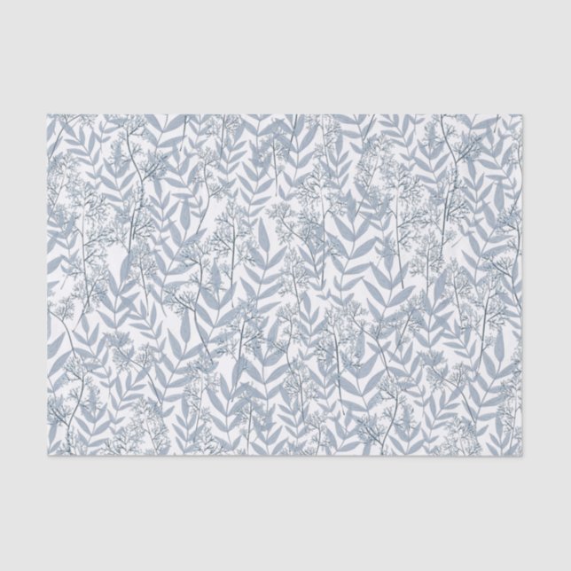 Dusty Light Blue Wedding Vintage Botanical Tissue Paper (Front)