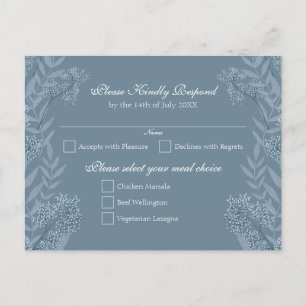 Dusty Light Blue Wedding Vintage Postcard RSVP