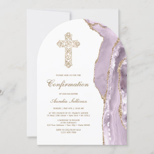 Dusty Lilac Agate Confirmation Invitation