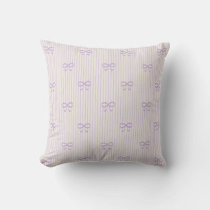 Dusty Lilac Balletcore Ribbon Bows Throw Pillow