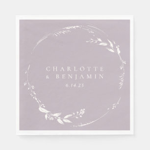 Dusty Lilac Floral Wreath Monogram Personalized Napkin
