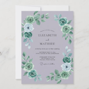 Dusty Lilac Mint Rose Wedding Invitation