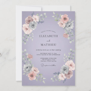 Dusty Lilac Peony Wedding Invitation