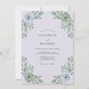 Dusty Lilac Sprig Eucalyptus Wedding Invitation