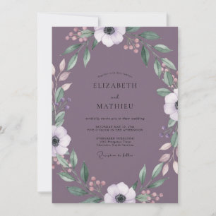 Dusty Mauve Anemone Wedding Invitation