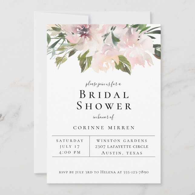 Dusty Mauve Botanical Bridal Shower Invitation (Front)