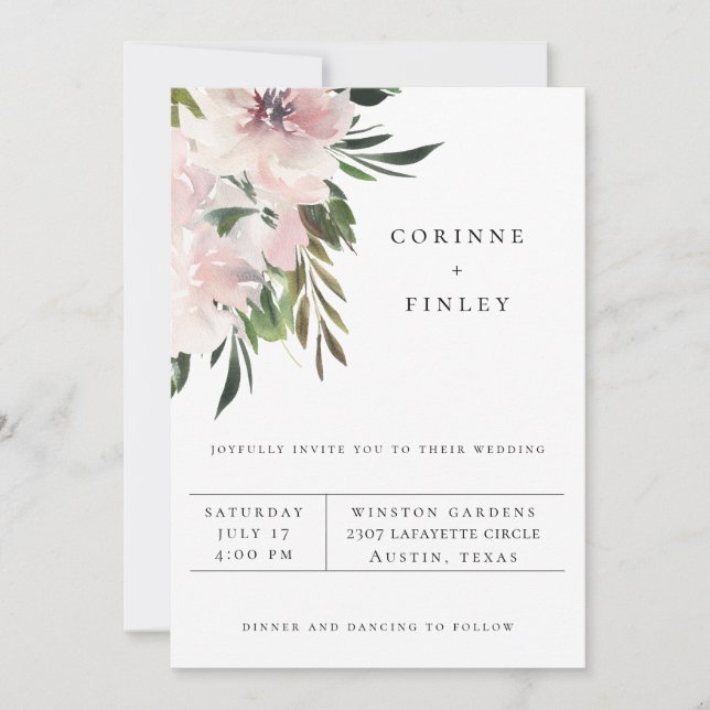 Dusty Mauve Botanical Faire-part de mariage (Devant)