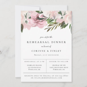 Dusty Mauve Botanical Rehearsal Dinner Announcement