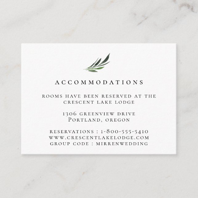 Dusty Mauve Botanical Wedding Accommodations Enclosure Card (Front)
